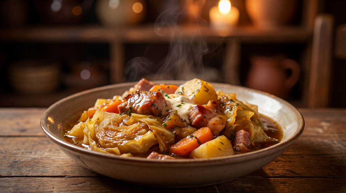 Potée de chou longuement mijotée, parfaite pour les soirs glacés